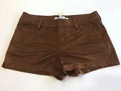 NOVA GERAÇÃO BCBG TAMANHO 0 MARROM CONHAQUE CAMURÇA SINTÉTICA SHORTS BOLSOS   - Imagem 1 de 2