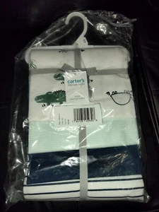 Carter's Little Baby Basics 4-pack Receiving Blankets Boys Blue Strip Animal - Picture 1 of 5
