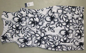 RALPH LAUREN CHAPS ABITO DONNA PRENDISOLE TG 14 SENZA MANICHE FLOREALE BIANCO BLU NAVY - Foto 1 di 6