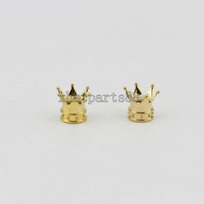 2pcs Gold Crown Tire Wheel Stem Air Valve Caps Car Truck Hot Rod Motorcycle New - Image 1 of 3