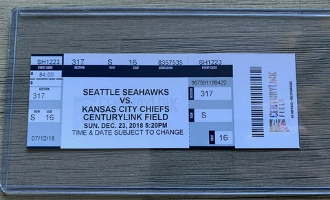 2018 Seattle Seahawks Official NFL Mint Season Ticket Stub - pick a game! Cover
