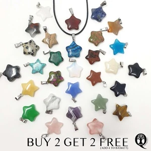 Star Necklace Crystal Pendant Chakra Reiki Yoga Anxiety Healing Gemstone Natural - Picture 1 of 46