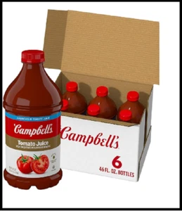 Campbells Tomato Juice Bulk Pack 6 Bottles 46 oz | Great for Cooking and Mixing - Picture 1 of 6