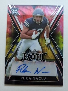 PUKA NACUA 2023 LEAF EXOTIC FOOTBALL  AUTO X RC #ED 6/6 LA RAMS Parrot