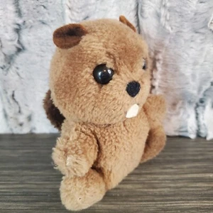 Peluche vintage 1978 Dakin Buckaroo Beaver pequeño marrón 5" - Imagen 1 de 7