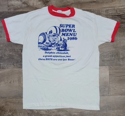 Vintage Extremely Rare 1986 New England Patriots Single Stitch T Shirt Size XL Cover