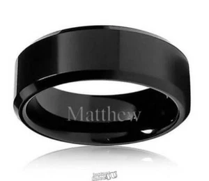 Personalized "CH" Black Tungsten Ring Size 9 (8mm) - Picture 1 of 2