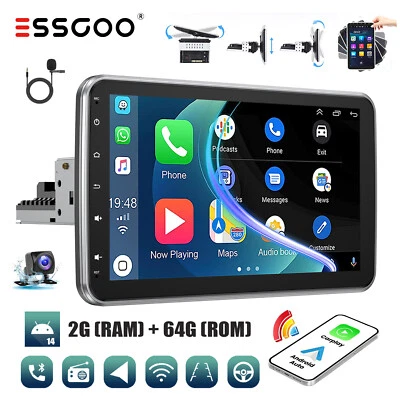 10" Android 14 Autoradio DAB+ Carplay GPS 1 DIN WIFI  Drehbar Bildschirm MIK 64G - Bild 1 von 4