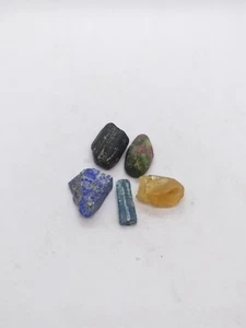 Tourmaline, Lapis, Citrine Chunks 22–25mm – 173ct, 5pcs, Raw Mix - Picture 1 of 3