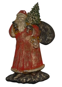 "Adorno de Navidad de Papá Noel de metal 6,5"" estilo rústico de vacaciones del viejo mundo" - Imagen 1 de 7