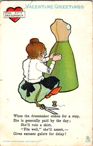 Vintage Postkarte Valentinstag Miss Fitt Schneiderin Raphael Tuck 1906 - Bild 1 von 2