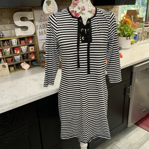 MICHAEL Michael Kors abito donna piccolo blu navy bianco righe elasticizzato maglia nautica