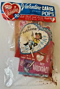 Vintage 1960s kids Valentines Day cards new in bag unused 20 school suckers READ - Picture 1 of 16
