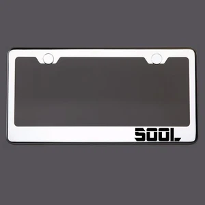 Polish Mirror License Plate Frame 500L Laser Etched Metal Screw Cap - Picture 1 of 8