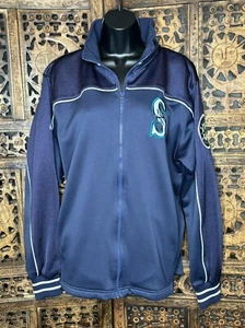 Seattle Mariners Majestic MLB Autentica Giacca Full Zip Uomo Cappotto Navy Taglia M - Foto 1 di 21