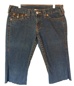 True Religion Joey Denim Cut-off Jeans Button Back Pockets Blue Size 29 - Picture 1 of 9