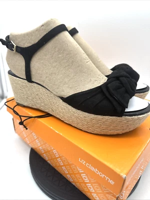 Liz Claiborne Brooklyn Cuñas Negras Talla 11 M Tirantes NUEVO Foto 1 de 4