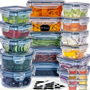 24Pcs Food Storage Container Set Leak Proof Sealed Plastic Lunch Boxes BPA-Free - Picture 1 of 18