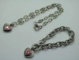 Unique Designer Heart shared Pendant Necklace & Bracelet Jewelry Fashion Set - Picture 1 of 8