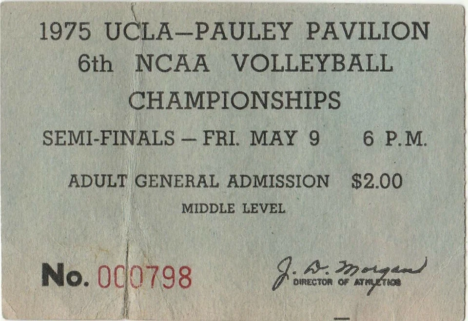 1975 年 NCAA 排球全国锦标赛半决赛门票 Stub Pauley Pav — 第 1/1 张图片