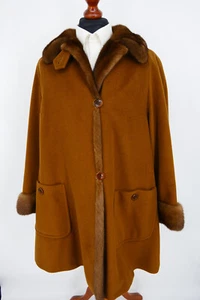 Antonette Damen Herbst Winter Mantel Gr.44 Lammwolle Kaschmir Pelz Braun Top - Bild 1 von 10