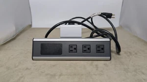 Silver & Black Desktop Mounted Clamp-On 3 Port Power Unit Cord 7' Black 2013 - Picture 1 of 8