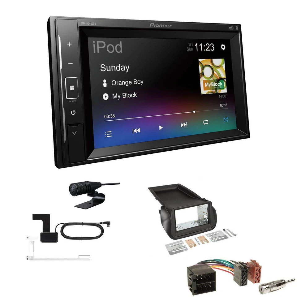 Pioneer Autoradio Bluetooth DAB Apple Android für Fiat Qubo ab 2008 schwarz