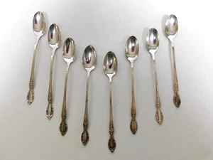 Wm Rogers & Son Flatware IS 8 Ice Tea Spoons "Victorian Rose" Ex. VTG Condition - Picture 1 of 6