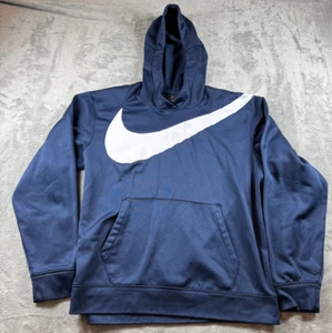 Nike Dri-FIT Large Blau Pullover Hoodie Big Swoosh Logo Herren Gr. L - Bild 1 von 7