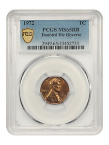 1972 1c PCGS MS65 RB (Doubled Die Obverse) Popular & Scarce Variety