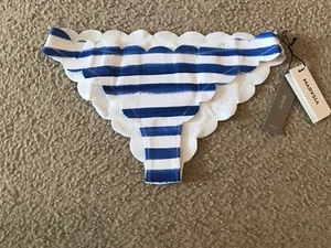 MARYSIA FOR JCREW Antibes bikini bottom in watercolor stripe SIZE XS BLUE WHITE - Picture 1 of 6