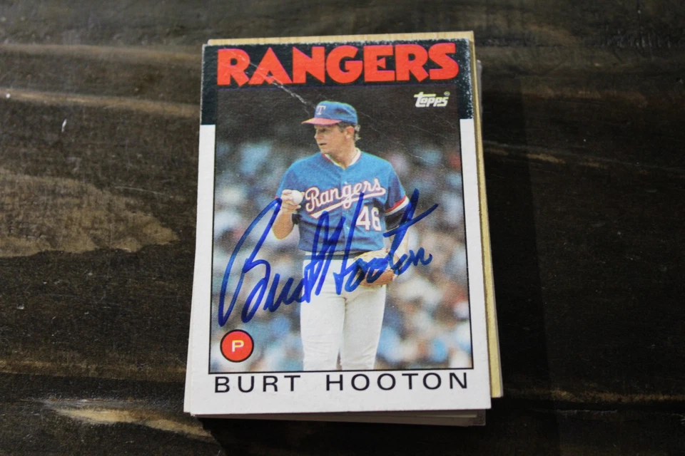 Tarjeta autografiada de Burt Hooton 1986 Topps Texas Rangers Foto 1 de 1