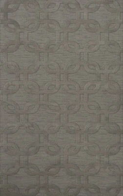 Gray Transitional Hand Hooked Loops Rounded Squares Area Rug Geometric DV7 - Image 1 of 2