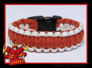 550 Paracord Survival Bracelet Cobra - White & International Orange - Picture 1 of 1