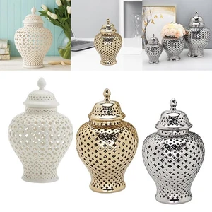 Großer Keramik Ingwertopf Temple Jar Storage Decor Gitter - Bild 1 von 22