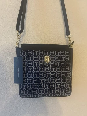 NWT Tommy Hilfiger Crossbody Bag Purse Navy Blue Monogram Logo - Image 1 of 4