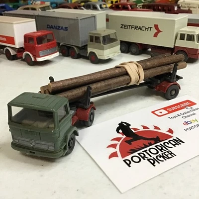 WIKING 1:87  HO 1970s GREEN MERCEDES BENZ SEMI 390/10 LOG LONG TIMBER TRUCK - Image 1 of 4