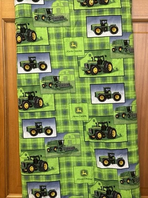 John Deere, Tractor Fabric, Plaid Patch Design, Cotton, 3.5 Yd, 11+ Foot, New! - Image 1 of 4