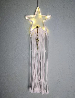 Makramee Stern zum Aufhängen, Weihnachtsdeko, Wandbehang Makramee Weihnachten - Bild 1 von 4