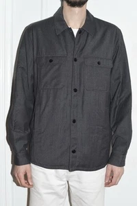 A.P.C. Paris Grey Wool Overshirt Snap Buttons Size XL Made In Romania - Picture 1 of 5