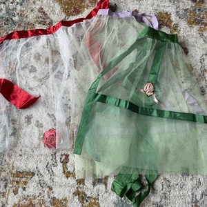 3 medios delantales kitsch MCM de colección - verde púrpura rojo red flores caseras - Imagen 1 de 7