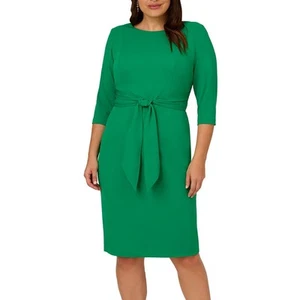 Adrianna Papell Womens Blue Crepe Knee-Length Sheath Dress Plus 4 BHFO 9846 - Picture 1 of 2