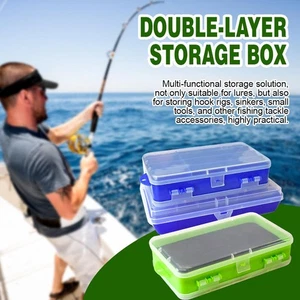 ^ Scatola per esche false a doppia faccia, scatola per accessori pesca su roccia, gancio per pesci - Foto 1 di 26