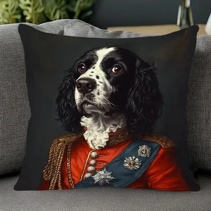Regal Spaniel Dog in Red Military Uniform Cushion Cover Decorative Pillowcase - Picture 1 of 3