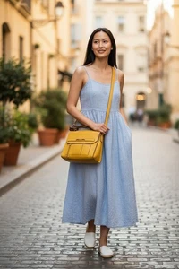 Steve Madden Pebbled Faux Leather Crossbody Mustard Gold Hardware - Bild 1 von 5