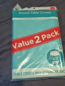 2 Pack Plastic Round Tablecloth Disposable Round Plastic table cover 84 Inch - Picture 1 of 1