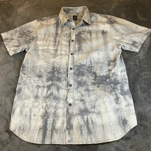Howe Creative Workforce Gray Tie Dye Short Sleeve Button Up Shirt Mens Large - Picture 1 of 8