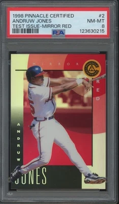 1998 Pinnacle Certified Test Issue Mirror Red Rare #2 Andruw Jones Pop 1 PSA 8 - Image 1 of 2