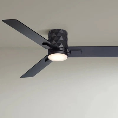 54" Casa Vieja Lex Matte Black LED Hugger Ceiling Fan with Remote - Image 1 of 4