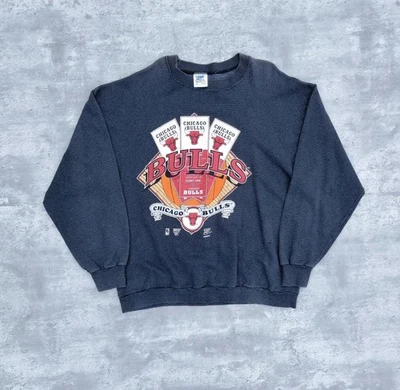 Sudadera Jersey Gris Para Hombre Grande De Colección Años 90 Chicago Bulls NBA Foto 1 de 4
